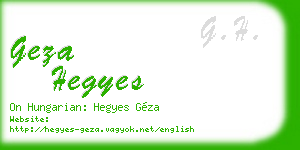 geza hegyes business card